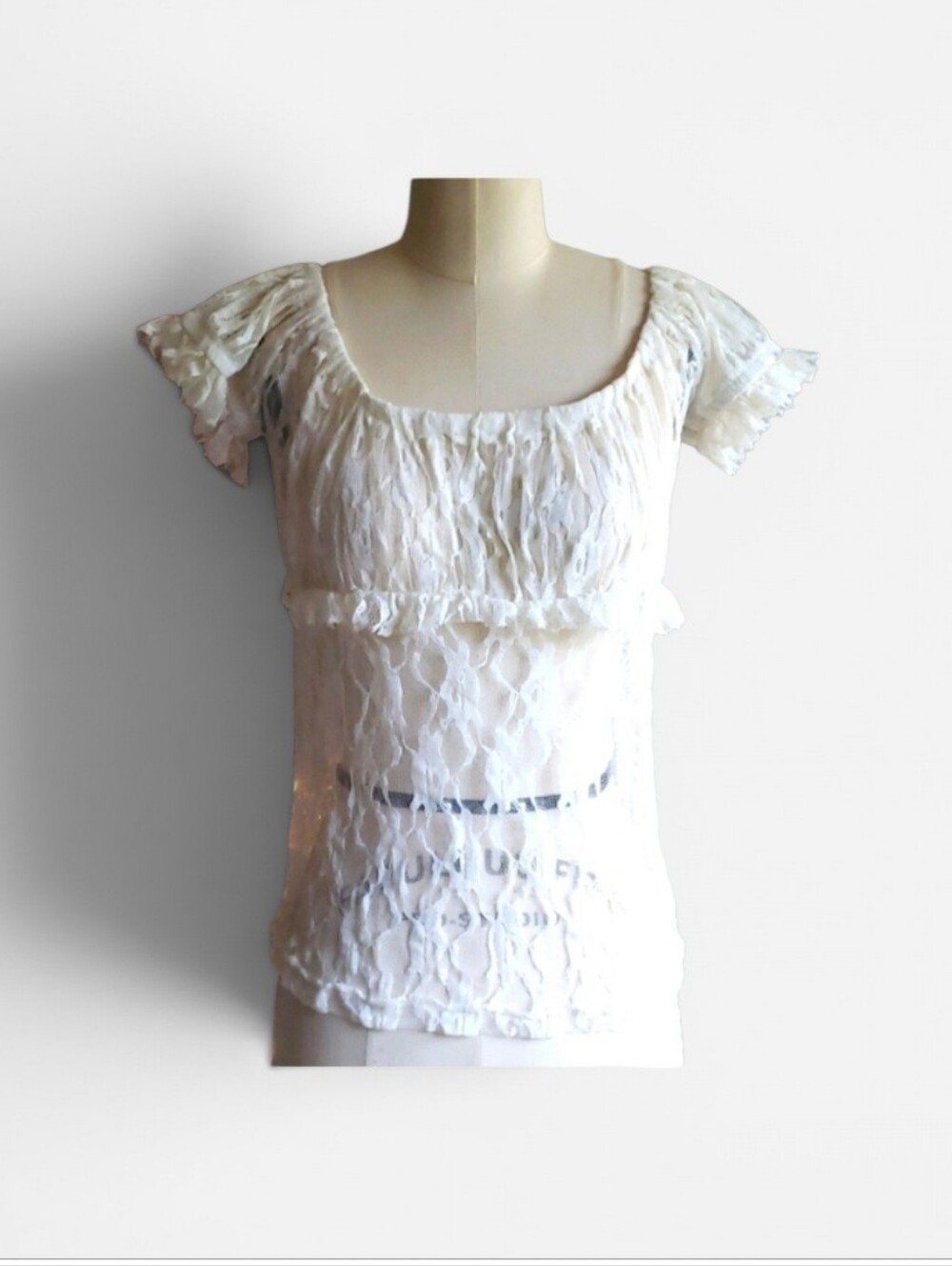 Stretch Cream Lace Boho top
